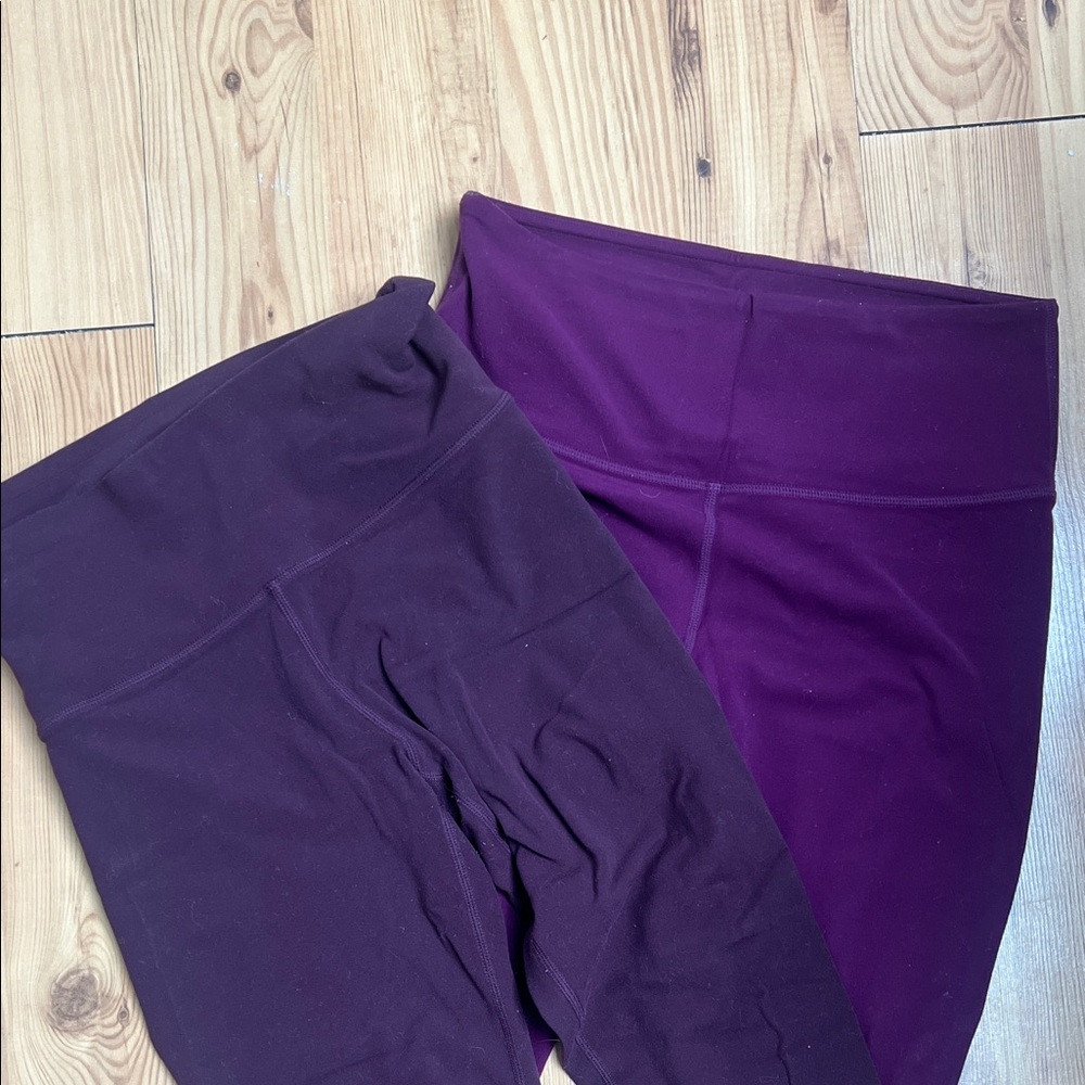 TWO PAIRS of NWOT Athleta Women's Dark and Rich Purple Leggings-Small